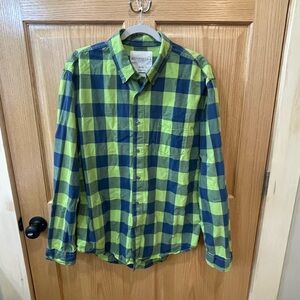 Aeropostale Green and Blue Checkered Men's Shirt